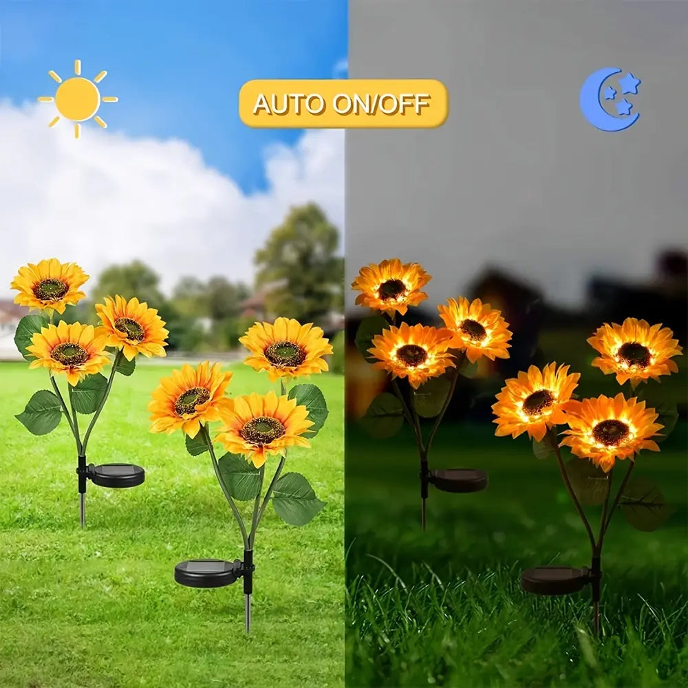 Lampe Solaire à 1/3 Têtes LED en Forme de Tournesol pour jardin