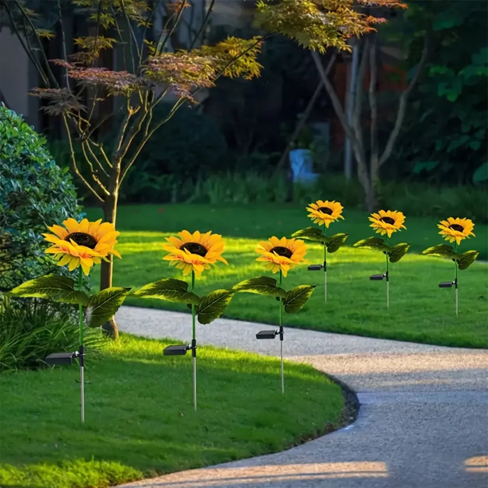 Lampe Solaire à 1/3 Têtes LED en Forme de Tournesol pour jardin